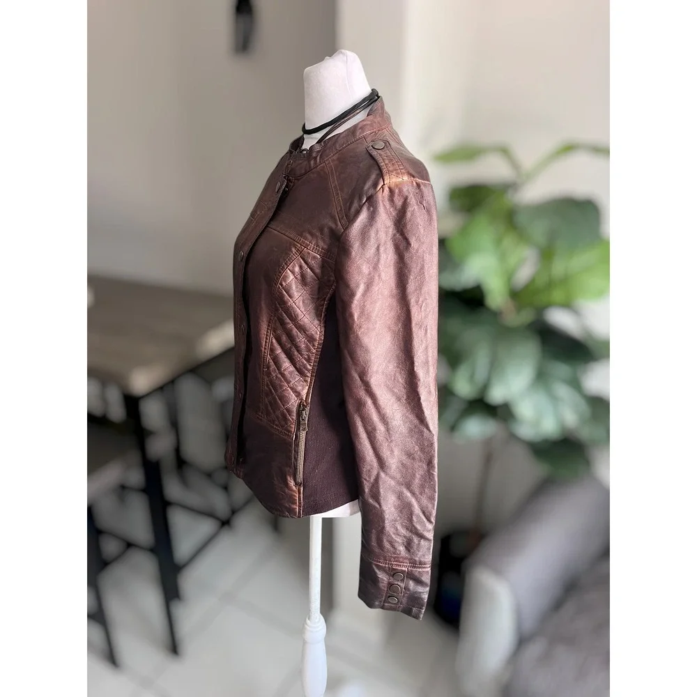 Maurices Size L Faux Leather Moto Jacket